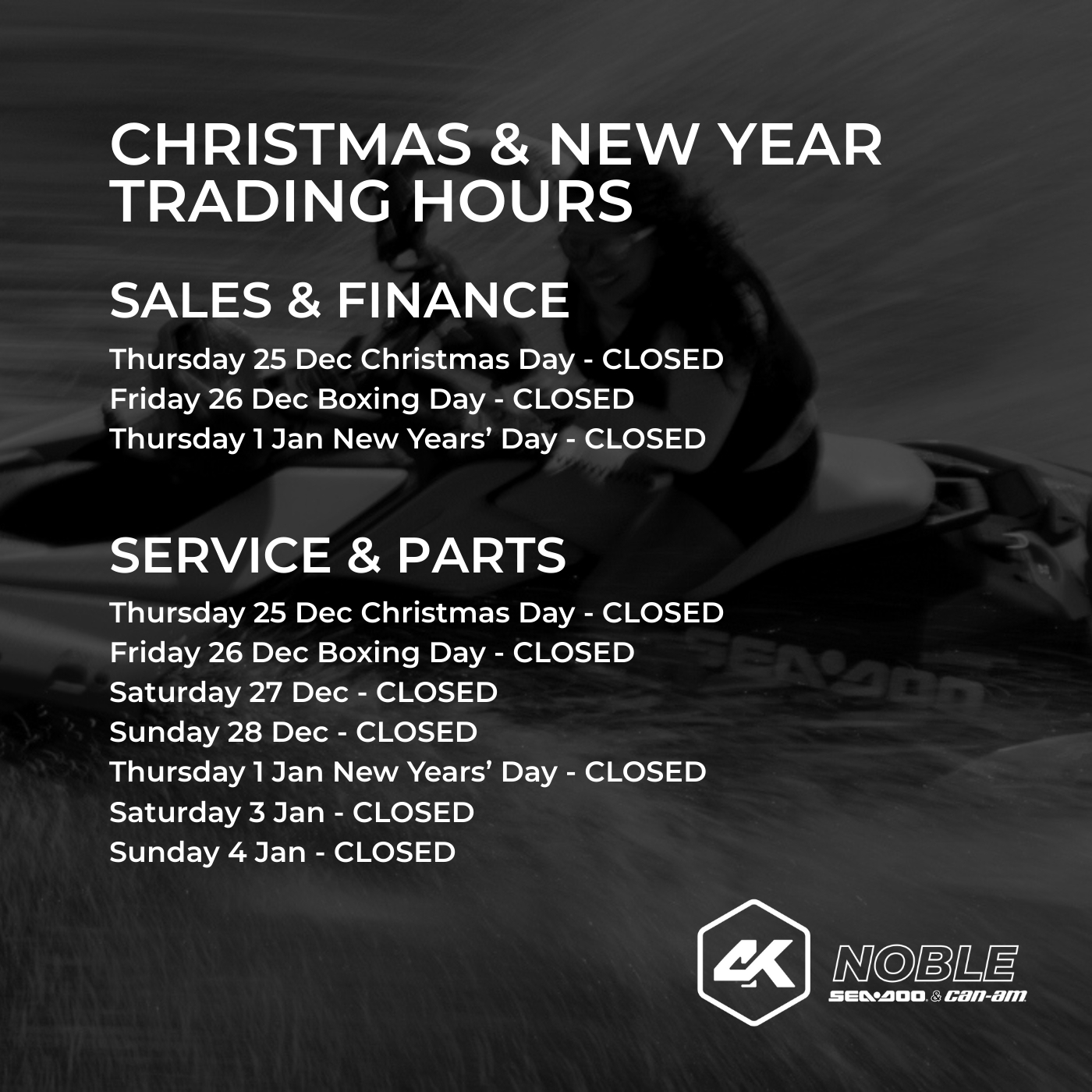Christmas - New Year Trading Hours