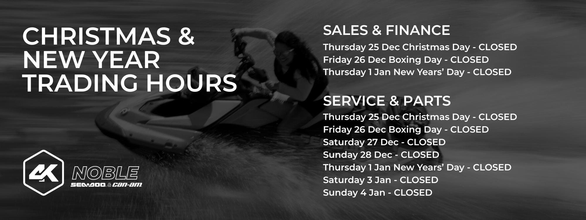 Christmas - New Year Trading Hours